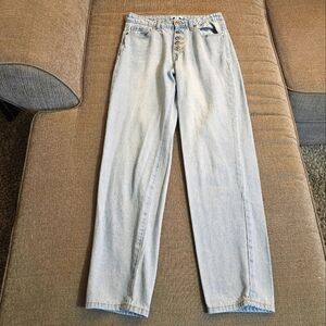 BP High Rise Mom Button Fly Light Wash Casual Denim Jeans Size 26